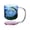 Blue with pink, variant on Zecic Clear Glass Cup with Base and Handle Floating Design Heat Resistant Ergonomic Coffee Mug Drinking Cup Household Use