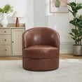 thumbnail image 6 of Noble House Leather Swivel Accent Chair, 360° Spin Mid-Century Modern Lounge Chair for Living Room, Brown, 6 of 6
