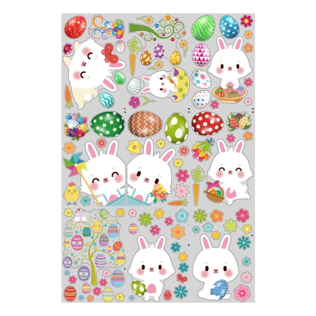 Naiovety 9 Uds huevos de Pascua pegatinas de ventana de pared conejito colorido regalos juguete electrostático extraíble calcomanías Kits de decoración para fiestas
