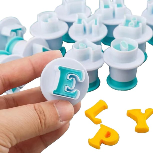 26 piezas cortador de galletas del alfabeto cortadores de letras para glaseado cortador para decoración de pasteles y galletas molde para hornear con relieve