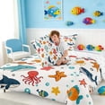 thumbnail image 4 of Manfei Cartoon Fish Queen Comforter Set for Kids Boys and Girls, Marine Life Bedding Comforter Set, Reversible 3-Piece, 1 Comforter and 2 Pillowcases, 4 of 6