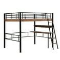 thumbnail image 6 of Full Size Loft Bed with Desk,Metal Loft Bed with Storage Shelves,Heavy-Duty Steel Frame Loft Bed with Safety Rail for Teens Juniors Adults,Space-Saving,Noise Free,No Box Spring Needed,Black, 6 of 9