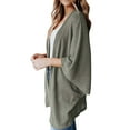thumbnail image 4 of Maoww Cardigan Tricoté en Polyester à Manches 3/4 Ouvert à l'Avant pour Femmes, Vert, m, 4 of 7