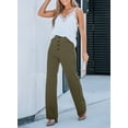 thumbnail image 1 of Pantalones rectos casuales de moda europea y americana para mujer, cintura alta, botones, banda elástica, múltiples bolsillos, 1 of 6