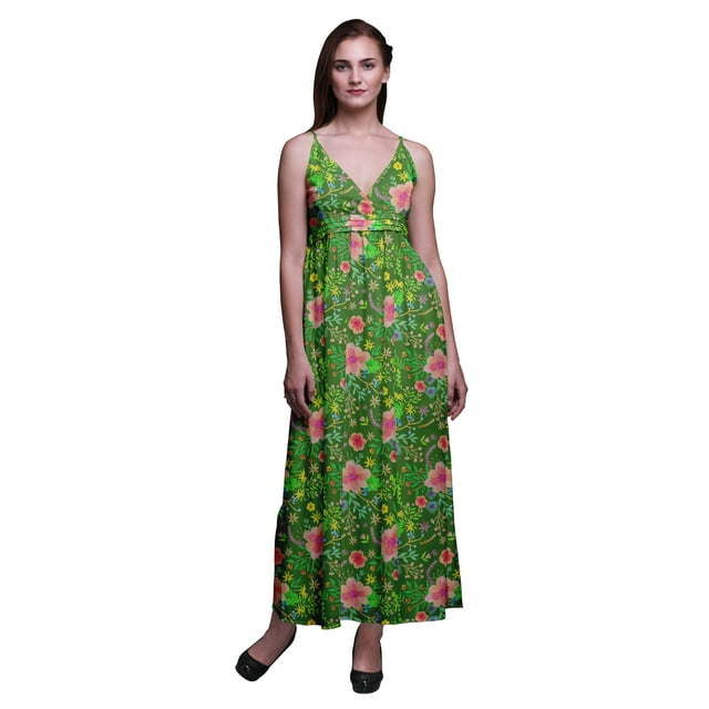 Bimba Robe Longue Chic à Imprimé Floral pour Femme, Style Bohème, Maxi d'Été, Tenue de Plage - Grand