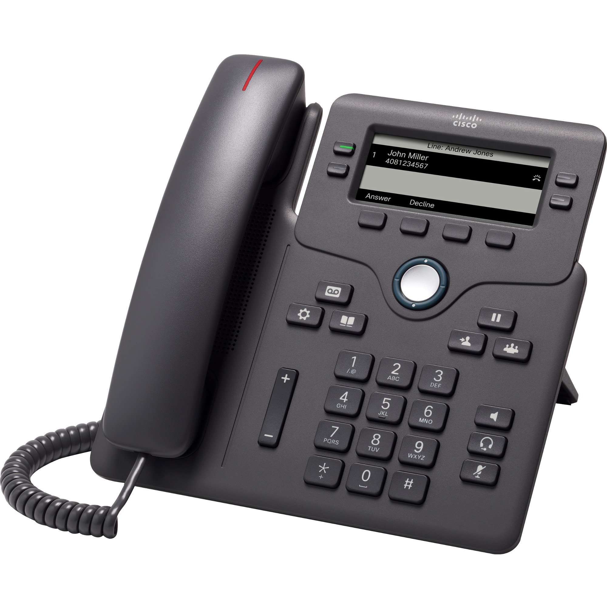 Cisco 6851 IP Phone, Corded, Corded, Wall Mountable, Desktop, Charcoal