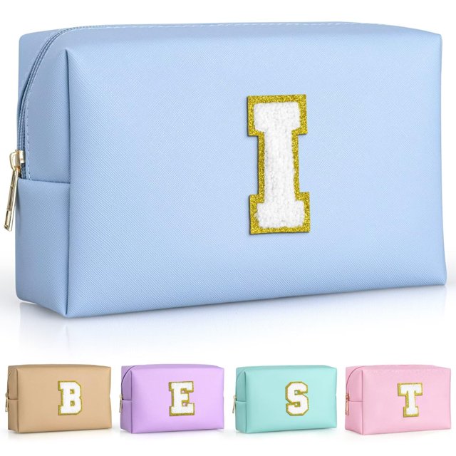 Bolsa de maquillaje TOPEAST Preppy de piel sintética impermeable - Azul cielo
