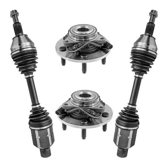 AutoShack Front CV Axle Shaft Wheel Hub Bearing Assemblies with ABS | Replacement for 2006-2009 Dodge Ram 1500 | 4-PC