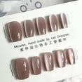 thumbnail image 3 of Light Coffee Cats Eye Wear Nail Nail Patch Handmade Fake Mani Nails, 3 of 8