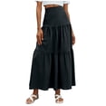 thumbnail image 7 of Wyobmus Womens Tiered Maxi Skirt High Elastic Waist Ruffle Hem Skirt Quick Dry Ankle Length Flowy Boho Skirt for Beach Vacation Resort Dark Gray, 7 of 7