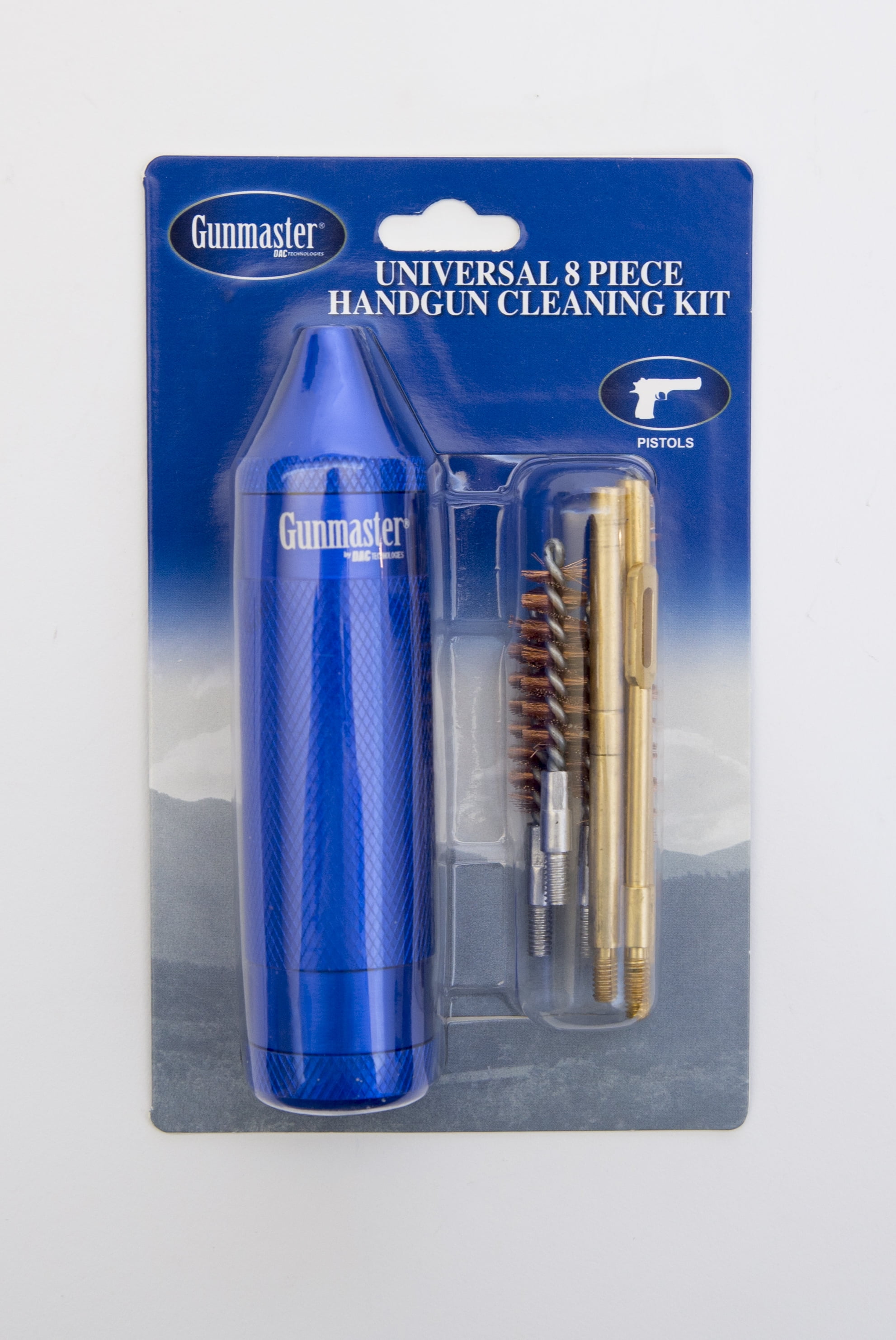 Gunmaster Compact 8 Piece Pistol Cleaning Kit .22-.45 calibers in Aluminum Handle