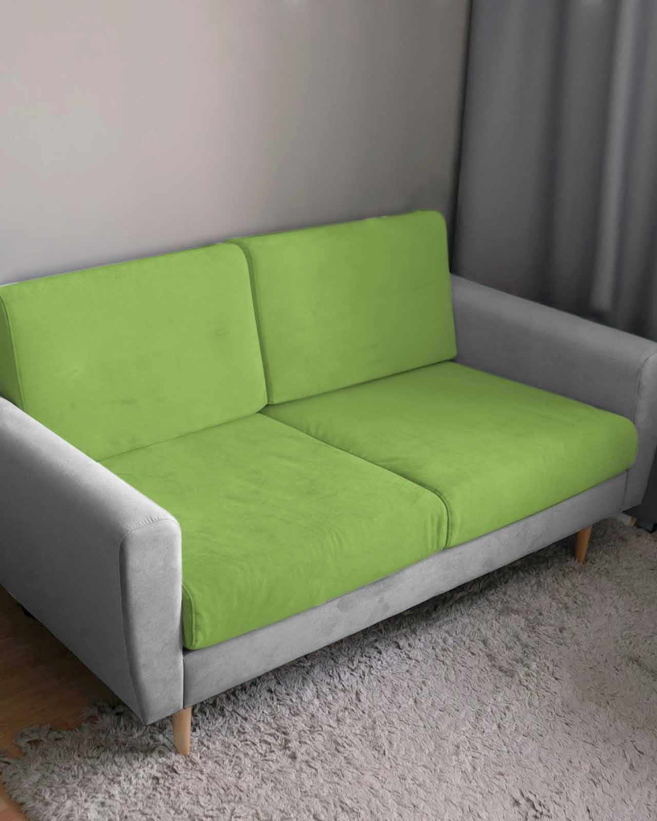 Green Couch Cushion Covers Stretch, Washable Sofa Seat Covers Individual Seat Cushion Sofa Slipcovers Solid Color Simple Abstract Fashion Light Color Couch Cover Furniture Protector S-1PCS