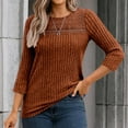 thumbnail image 5 of BLVB 3/4 Sleeve Tops for Women Crewneck Ribbed Knit Lightweight Sweaters Pullover Casual Fall Fashion Tunic Blouses, 5 of 6