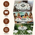 thumbnail image 6 of Southwest Ethnic Round Tablecloth 45-54 Inch Round Fitted Table Cloth with Elastic Edge, Boho Aztec Tribal Abstract Aesthetic Waterproof Table Cover Protector for Outdoor Picnic Party Dining, 6 of 6