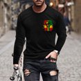 thumbnail image 1 of Blusas y camisas de manga larga con cuello redondo para hombre, blusa con estampado de liberación, de manga larga y cuello redondo, blusa para hombre., 1 of 5