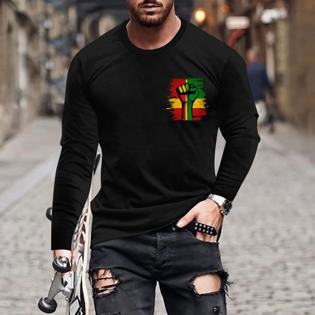 Blusas y camisas de manga larga con cuello redondo para hombre, blusa con estampado de liberación, de manga larga y cuello redondo, blusa para hombre.