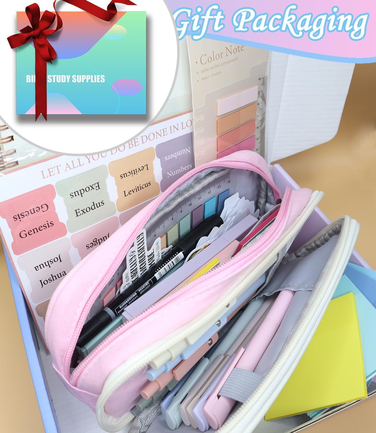 157pcs Bible Study Supplies Complete Bible Journaling Kit, Bible Accessories Set with Journal, Pen Case, Tabs, Tape, Highlighters and Pens No Bleed,Christian Gifts for Women, Bible Study Tools