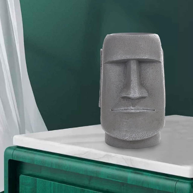 1 unidad de decoración de estatua de Pascua de resina, retro, escultura de Moai para decoración de escritorio de dormitorio y perfecl Estatua de cabeza