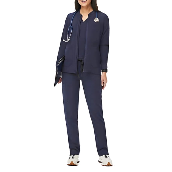 Resivox Scrubs for Women Plus Size Nursing Top Petite V-Neck Scrub Pants and Tops Medical Uniforms Scrubs for Tall Women Navy XL
