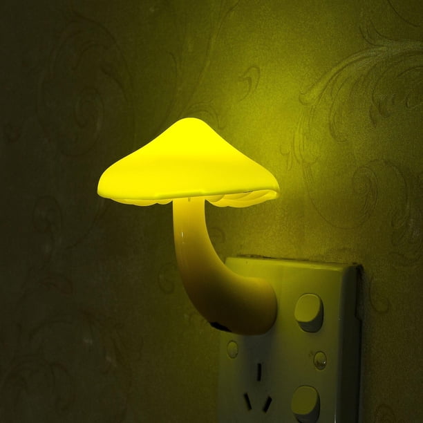 Luz de noche LED con enchufe estadounidense Luz de noche para niños adultos Luz de noche con forma de hongo linda Luz de pared con enchufe para dormitorio, baño, inodoro, escaleras, cocina, pasillo