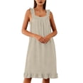 thumbnail image 6 of Pounoo Sleep Dresses for Women Square Neck Sleeveless Ruffled Trim Loose Fit Nightgowns Comfortable Flowy Maxi Nightwear Gift, 6 of 9