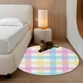 thumbnail image 2 of Round Rugs 3 Ft, Easter Plaid Non Slip Area Rugs for Kitchen Bedroom Entryway, Spring Buffalo Plaid Simple Colorful Washable Carpet Runner Rug Floor Mats for Bedroom Home Decor, 2 of 8
