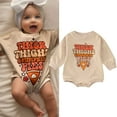 thumbnail image 2 of Wdgfv Girls' Playwear Romper Girls Long Sleeve Letter Pullover Romper Bodysuits Soft Baby Sweatshirt Outfit Comfortable Khaki 0-3 Months, 2 of 9