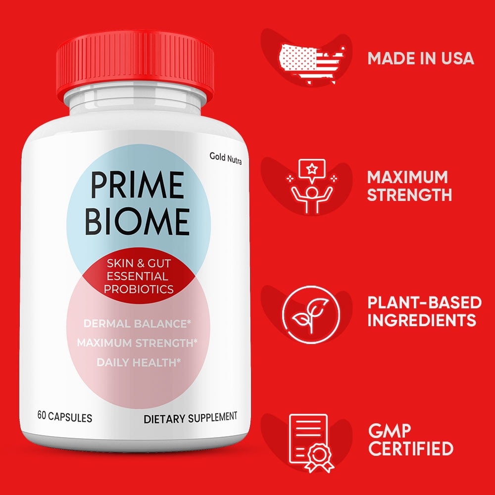 Prime Biome Capsules, Prime Biome Supplement for Healthy Skin and Gut, Advanced Maximum Strength All Natural Pills (3 Pack)