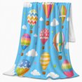 thumbnail image 2 of Hot Air Balloon Adventure Sky Scene Cheerful Cartoon, Playful Celestial Scene, Warm Flannel Blanket for Living Room and Bedroom, Celestial Art Lovers Housewarming Gift, Celestial Home Decor, 2 of 9