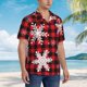 thumbnail image 3 of Balery Snowflakes On A Buffalo Plaid Camisas hawaianas de manga corta para hombre, camisas playeras de corte holgado, camisas de vacaciones con botones,Small, 3 of 7