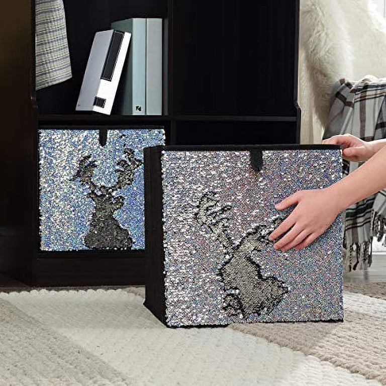 Urban Shop Reversible Sequin Collapsible Storage Trunk In Pink – Fun, Foldable Bin For Toys, Clothes & More