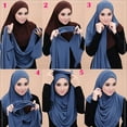thumbnail image 2 of Muslim Jersey Hijab Scarf Women Double Loop Instant Scarf Femme Musulman Islamic Headscarf Cotton Shawl Wrap Bandana 180*85cm (19,180-85cm), 2 of 7