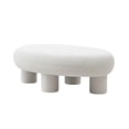 thumbnail image 2 of Benjara Cid 46 Inch Accent Bench Ottoman, White Polyester Oval Seat, Pine Wood Legs, 2 of 5