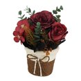 thumbnail image 1 of Lote mínimo de 12 macetas Rosa de té de otoño Rosa de eucalipto lazo de copo de nieve cesta de flores de paja flor artificial bonsái pequeño rojo oscuro ANGGREK  Otros, 1 of 8
