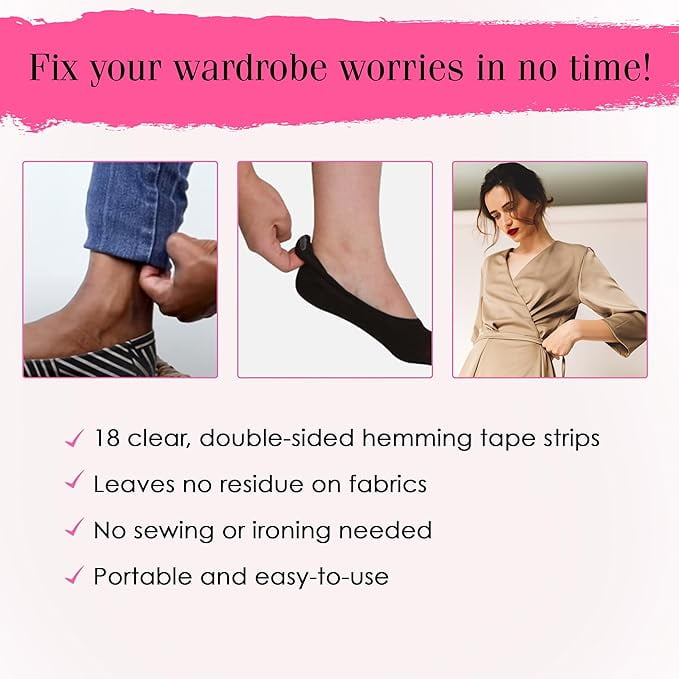 Hollywood Fashion Secrets Clear Hem Tape, 18ct Fabric Strips - Walmart.com
