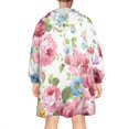 thumbnail image 2 of Wearable Oversized Blanket,Pioneer Flower Floral Print Pattern Wearable Blanket Hoodie for Adults,Cozy Hooded Blankets with Super Pockets,Super Warm Fuzzy Pullover for Women & Men, 2 of 6