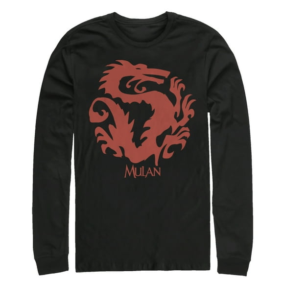 Men's Mulan Dragon Symbol  Long Sleeve Shirt Black Medium