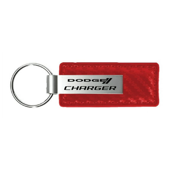 Dodge Charger Carbon Fiber Leather Key Chain (Red)