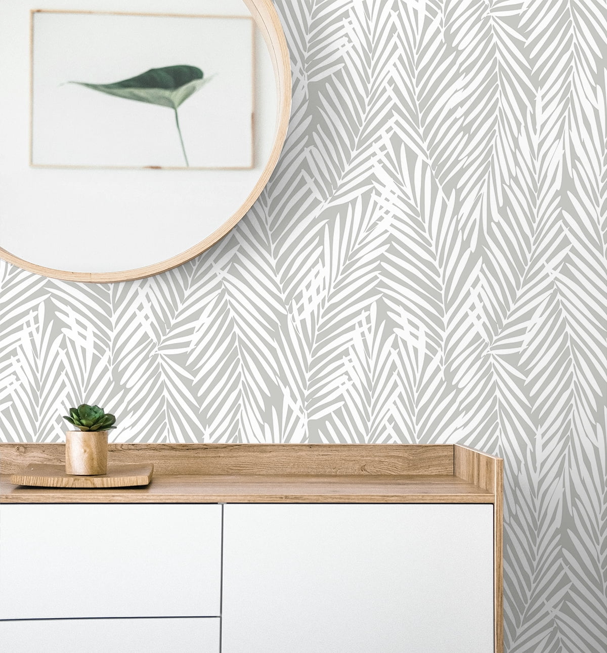 Stacy Garcia Home Harbor Grey Mod Palm Peel and Stick Wallpaper
