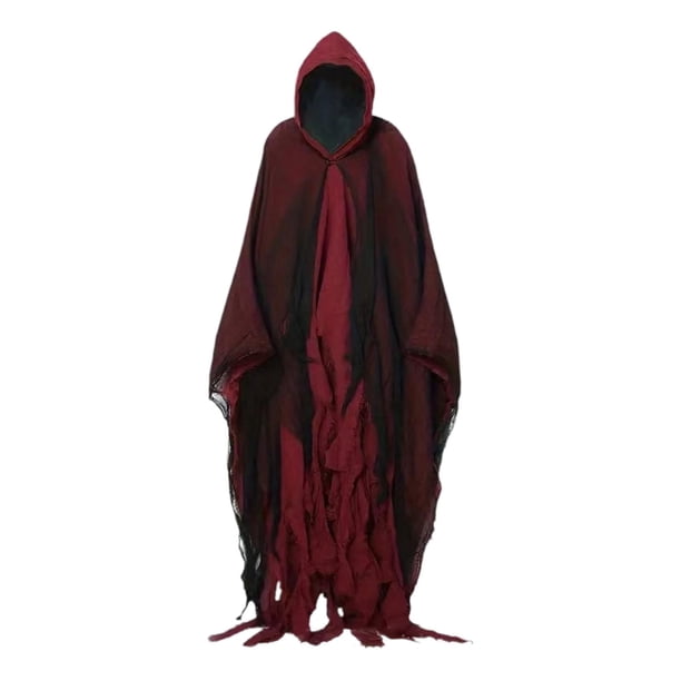 Capa con capucha medieval de Halloween para fiesta temática, sala de escape, hombres y mujeres Rojo