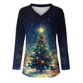 thumbnail image 4 of Christmas Shirts for Women Long Sleeve V Neck Pullover Holiday Blouses Party Ready Comfort Fit Seasonal Print Going Out Tops, 4 of 5