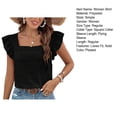 thumbnail image 7 of sunsanly Women Summer Casual Shirt Square Collar Flying Sleeve Pullover Tops Solid Color Loose Fit Pleated Blouse Streetwear, 7 of 7
