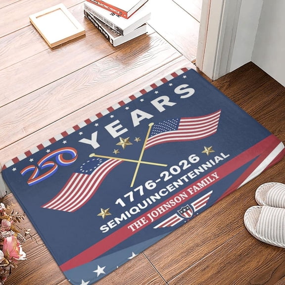 America 250 Years Welcome Doormat USA 250th Anniversary Patriotic 1776-2026 Birthday Mat Non-Slip Front Entrance Holiday Doormat for Outdoor Floor Rugs 16x24 Inch