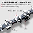 thumbnail image 2 of 4 Pack 14 Inch Chainsaw Chain 52 Drive Links, 0.05In Gauge, 3/8Inch LP Pitch, 14-Inch Replacement Chainsaw Chains Low, 2 of 7
