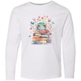 thumbnail image 3 of Inktastic Bookworm Flowered Reading Long Sleeve Youth T-Shirt, 3 of 5