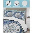 thumbnail image 4 of Blue Boho Full Size Down Alternative Comforter, Lightweight Comforter Quilt Bedding Set with Pillow Shams Farmhouse Bohemian Medallion Oriental Flower All Seasons Bed Comforter Duvet Insert 78"x90", 4 of 7