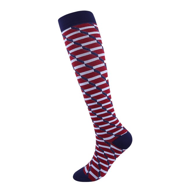 Bmisegm Chaussettes de Compression Sport Respirantes Imprimées Multicolores Unisexes Design Tube Long Élastique Y2K Rouge L