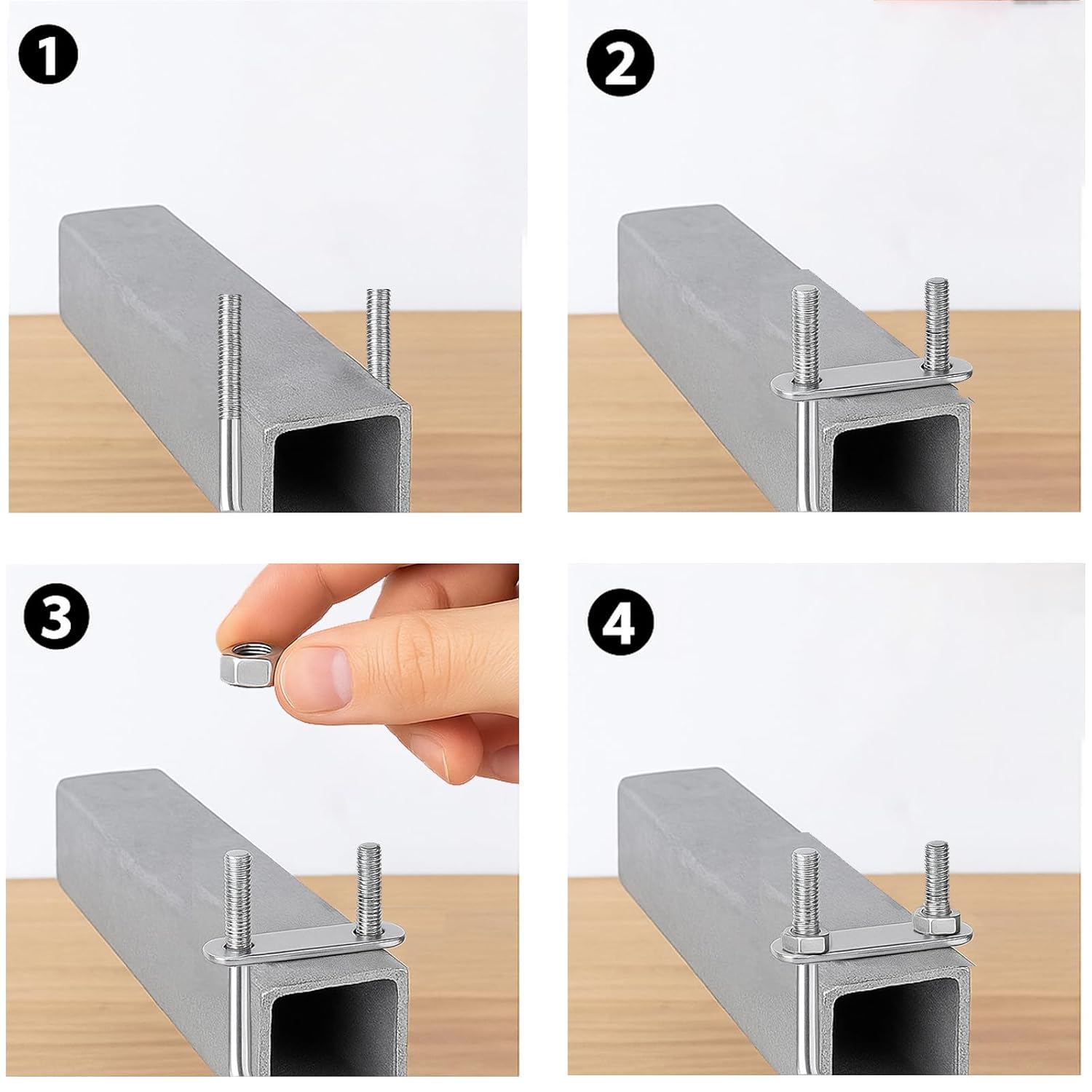 VIVIHEYDAY Square U-Bolts 8 Sets 70x110mm M8 304 Stainless Steel U Clamp Bolt for Automobiles Trailers, Ski Boats, Sailboat Trailers
