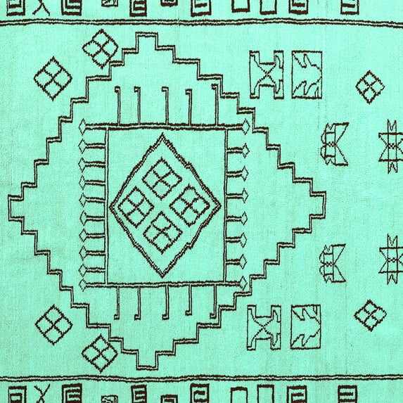 Ahgly Company Indoor Square Solid Turquoise Blue Modern Area Rugs, 6' Square