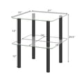 thumbnail image 4 of Giantex Square End Table, Small Sofa Side Table w/Clear Tempered Glass Top, Black, 4 of 7